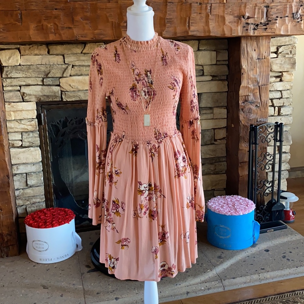 EUC pink floral baby doll dress